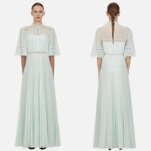 Self-Portrait | Dresses | Self Portrait Mint Lace Panel Maxi Dress |  Poshmark